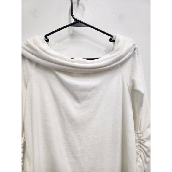 Le Lis Womens Sweater Size Small White Brushed Knit Ruched Sleeve Off Shoulder - Picture 7 of 7